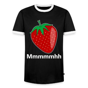 Strawberry Summer Fruit Fruit Vegan Vegetarian - Men's Ringer Shirt - black/white - Front - AI Model Female 172 light (172cm) & AI Model Male 178 light (178cm)