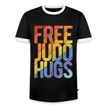 Japanischer Kampfsport Judo - Männer Kontrast-T-Shirt - Schwarz/Weiß - Vorne - AI Model Female 172 light (172cm) & AI Model Male 178 light (178cm)