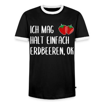 Erdbeere Lustiger Spruch Sommer Frucht Obst - Männer Kontrast-T-Shirt - Schwarz/Weiß - Vorne - AI Model Female 172 light (172cm) & AI Model Male 178 light (178cm)