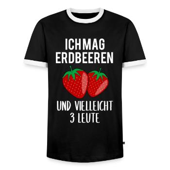 Erdbeere Lustiger Spruch Sommer Frucht Obst - Männer Kontrast-T-Shirt - Schwarz/Weiß - Vorne - AI Model Female 172 light (172cm) & AI Model Male 178 light (178cm)