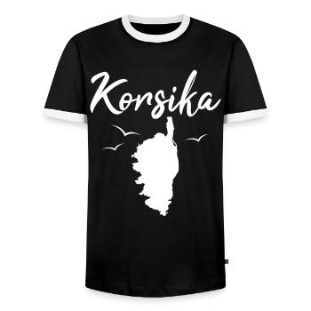 Carte de l’île de Corse France Cadeau de Noël - T-shirt contrasté Homme - noir/blanc - Devant - AI Model Female 172 light (172cm) & AI Model Male 178 light (178cm)