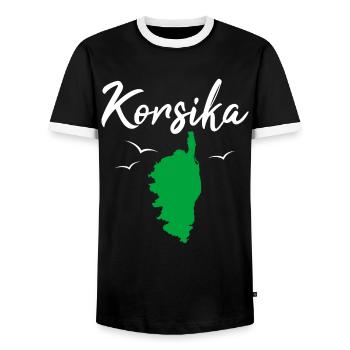 Korsika Insel Karte Frankreich Urlaub Geschenk - Männer Kontrast-T-Shirt - Schwarz/Weiß - Vorne - AI Model Female 172 light (172cm) & AI Model Male 178 light (178cm)