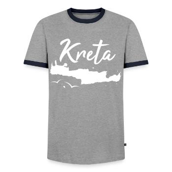 Kreta Insel Karte Griechenland Urlaub Geschenk - Männer Kontrast-T-Shirt - Grau/Navy  - Vorne - AI Model Female 172 light (172cm) & AI Model Male 178 light (178cm)