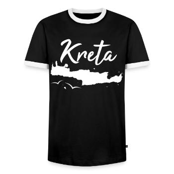 Kreta Insel Karte Griechenland Urlaub Geschenk - Männer Kontrast-T-Shirt - Schwarz/Weiß - Vorne - AI Model Female 172 light (172cm) & AI Model Male 178 light (178cm)