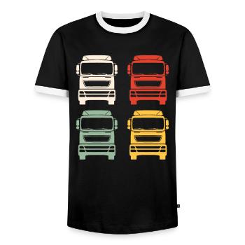 Truck Driver Long-Distance Driver Retro Vintage Gift - Men's Ringer Shirt - black/white - Front - AI Model Female 172 light (172cm) & AI Model Male 178 light (178cm)
