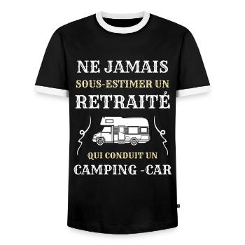 retraite camping car homme humoristique cadeau - T-shirt contrasté Homme - noir/blanc - Devant - AI Model Female 172 light (172cm) & AI Model Male 178 light (178cm)