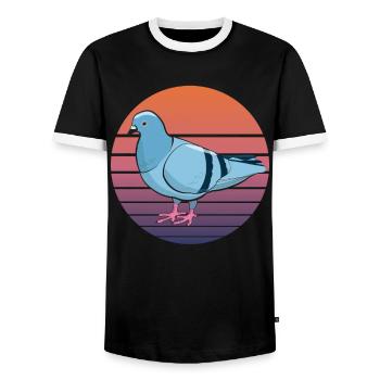 Pigeon Pigeon Fancier Retro Vintage Cadeau - T-shirt contrasté Homme - noir/blanc - Devant - AI Model Female 172 light (172cm) & AI Model Male 178 light (178cm)