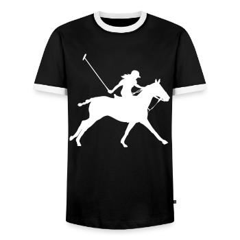 Polo Sport Rider Equestrian Gift - Men's Ringer Shirt - black/white - Front - AI Model Female 172 light (172cm) & AI Model Male 178 light (178cm)