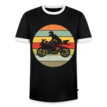 Moto Rétro Vintage Cadeau Moto Motocycliste Rétro Vintage - T-shirt contrasté Homme - noir/blanc - Devant - AI Model Female 172 light (172cm) & AI Model Male 178 light (178cm)