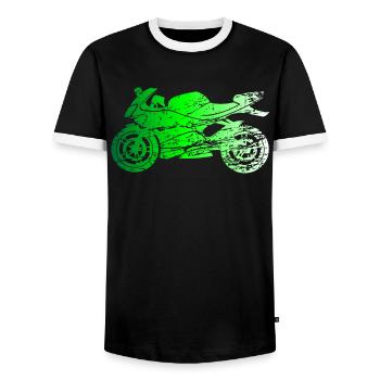 Motorcyclist Motorcyclist Gift - Men's Ringer Shirt - black/white - Front - AI Model Female 172 light (172cm) & AI Model Male 178 light (178cm)