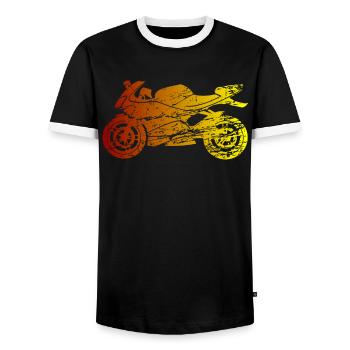 Motorcyclist Motorcyclist Gift - Men's Ringer Shirt - black/white - Front - AI Model Female 172 light (172cm) & AI Model Male 178 light (178cm)