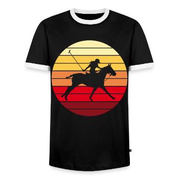 Polo Sport Rider Retro Vintage Gift - Men's Ringer Shirt - black/white - Front - AI Model Female 172 light (172cm) & AI Model Male 178 light (178cm)