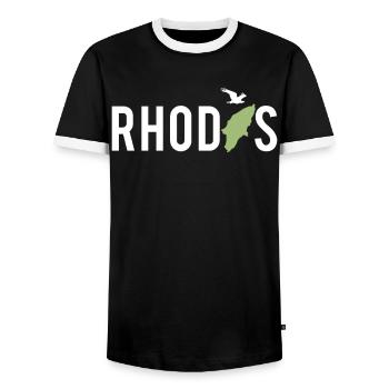 Rhodes Island Carte Grèce Cadeau de Vacances - T-shirt contrasté Homme - noir/blanc - Devant - AI Model Female 172 light (172cm) & AI Model Male 178 light (178cm)
