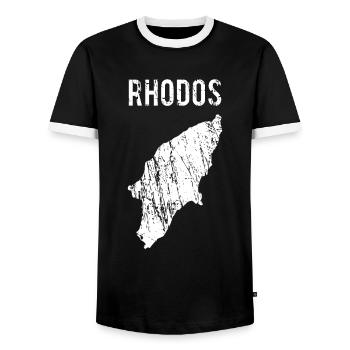 Rhodes Island Carte Grèce Cadeau de Vacances - T-shirt contrasté Homme - noir/blanc - Devant - AI Model Female 172 light (172cm) & AI Model Male 178 light (178cm)