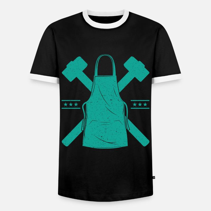 Blacksmith Apron & Hammer Smith Gift - Men's Ringer Shirt - black/white
