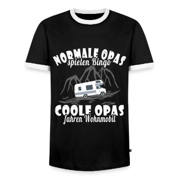 Ferien Wohnmobil Womo Camping Opa - Männer Kontrast-T-Shirt - Schwarz/Weiß - Vorne - AI Model Female 172 light (172cm) & AI Model Male 178 light (178cm)