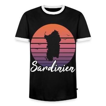 Sardaigne Île Italie Cadeau Rétro de Vacances - T-shirt contrasté Homme - noir/blanc - Devant - AI Model Female 172 light (172cm) & AI Model Male 178 light (178cm)