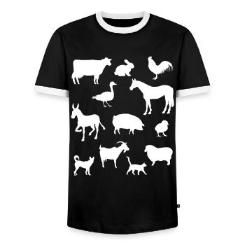 Bauernhof Tiere Sammlung Farm Tiere Geschenk - Männer Kontrast-T-Shirt - Schwarz/Weiß - Vorne - AI Model Female 172 light (172cm) & AI Model Male 178 light (178cm)