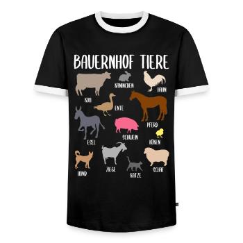 Bauernhof Tiere Farm Tiere Mit Namen Geschenk - Männer Kontrast-T-Shirt - Schwarz/Weiß - Vorne - AI Model Female 172 light (172cm) & AI Model Male 178 light (178cm)