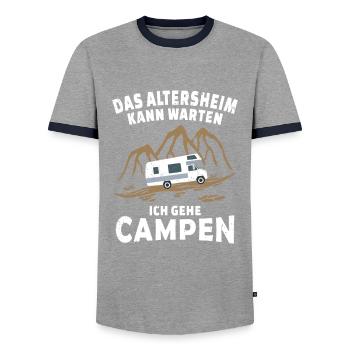 Camping Wohnmobil Rentner - Männer Kontrast-T-Shirt - Grau/Navy  - Vorne - AI Model Female 172 light (172cm) & AI Model Male 178 light (178cm)