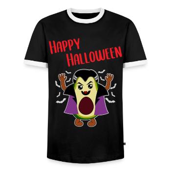 Avocado Vampire Funny Halloween Gift - Men's Ringer Shirt - black/white - Front - AI Model Female 172 light (172cm) & AI Model Male 178 light (178cm)