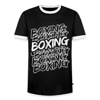 Boxsport Boxing - Männer Kontrast-T-Shirt - Schwarz/Weiß - Vorne - AI Model Female 172 light (172cm) & AI Model Male 178 light (178cm)