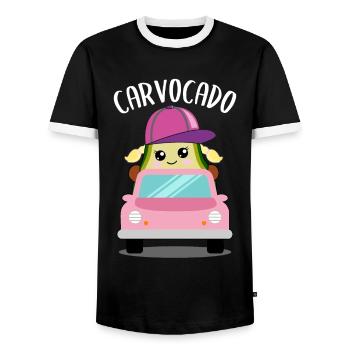 Avocado in Car Funny Vegetable Fruit Gift - Men's Ringer Shirt - black/white - Front - AI Model Female 172 light (172cm) & AI Model Male 178 light (178cm)