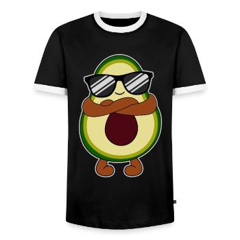Avocado With Sunglasses Funny Gift - Men's Ringer Shirt - black/white - Front - AI Model Female 172 light (172cm) & AI Model Male 178 light (178cm)