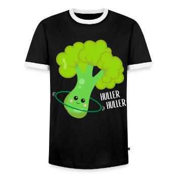 Kawaii Broccoli Hulahooping Gift - Men's Ringer Shirt - black/white - Front - AI Model Female 172 light (172cm) & AI Model Male 178 light (178cm)