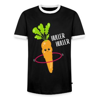 Kawaii Carrot With Hulahooping Gift - Men's Ringer Shirt - black/white - Front - AI Model Female 172 light (172cm) & AI Model Male 178 light (178cm)