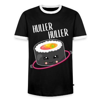 Kawaii Sushi Hulahooping Gift - Men's Ringer Shirt - black/white - Front - AI Model Female 172 light (172cm) & AI Model Male 178 light (178cm)
