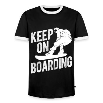 Snowboard Spruch für Snowboarder - Männer Kontrast-T-Shirt - Schwarz/Weiß - Vorne - AI Model Female 172 light (172cm) & AI Model Male 178 light (178cm)