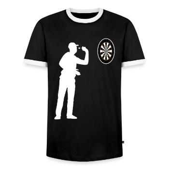 Darts Darts Player Darts Game Darts Fans Gift - Men's Ringer Shirt - black/white - Front - AI Model Female 172 light (172cm) & AI Model Male 178 light (178cm)