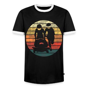 Bobsleigh Bobsleigh Retro Gift - Men's Ringer Shirt - black/white - Front - AI Model Female 172 light (172cm) & AI Model Male 178 light (178cm)