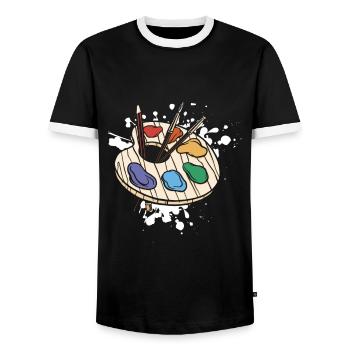 Maler Zeichner für Künstler - Männer Kontrast-T-Shirt - Schwarz/Weiß - Vorne - AI Model Female 172 light (172cm) & AI Model Male 178 light (178cm)