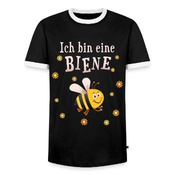 Ich bin eine Biene - Männer Kontrast-T-Shirt - Schwarz/Weiß - Vorne - AI Model Female 172 light (172cm) & AI Model Male 178 light (178cm)