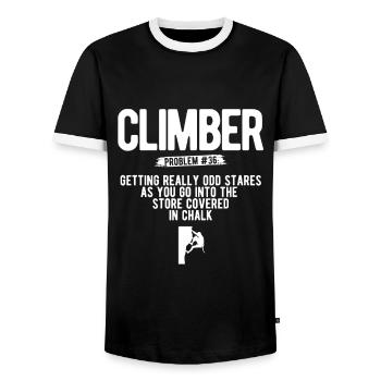 Klettern Bouldern - Männer Kontrast-T-Shirt - Schwarz/Weiß - Vorne - AI Model Female 172 light (172cm) & AI Model Male 178 light (178cm)