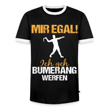 Bumerang Werfen Lustiger Spruch Geschenk - Männer Kontrast-T-Shirt - Schwarz/Weiß - Vorne - AI Model Female 172 light (172cm) & AI Model Male 178 light (178cm)