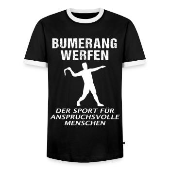 Bumerang Werfen Lustiger Spruch Geschenk - Männer Kontrast-T-Shirt - Schwarz/Weiß - Vorne - AI Model Female 172 light (172cm) & AI Model Male 178 light (178cm)