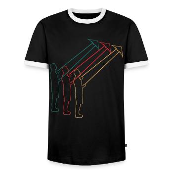 Hang Gliding Kite Flying Retro Gift - Men's Ringer Shirt - black/white - Front - AI Model Female 172 light (172cm) & AI Model Male 178 light (178cm)
