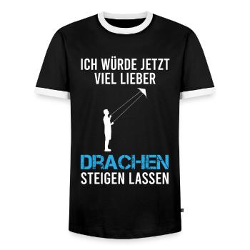 Drachenfliegen Drachensteigen Spruch Geschenk - Männer Kontrast-T-Shirt - Schwarz/Weiß - Vorne - AI Model Female 172 light (172cm) & AI Model Male 178 light (178cm)