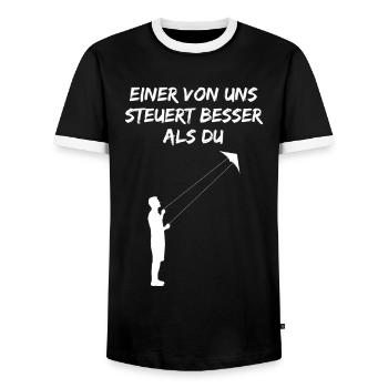 Drachensteigen Drachenfliegen Spruch Geschenk - Männer Kontrast-T-Shirt - Schwarz/Weiß - Vorne - AI Model Female 172 light (172cm) & AI Model Male 178 light (178cm)