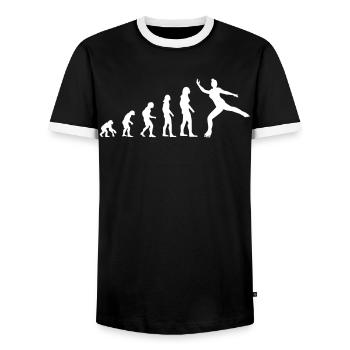 Figure Skating Evolution Ice Skating Gift - Men's Ringer Shirt - black/white - Front - AI Model Female 172 light (172cm) & AI Model Male 178 light (178cm)
