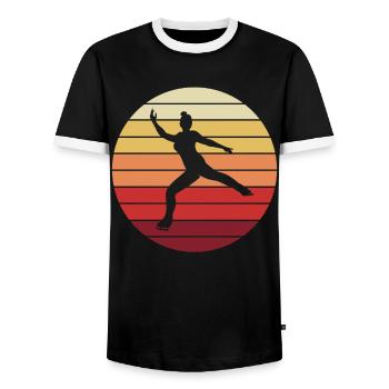 Figure Skating Ice Skating Retro Vintage Gift - Men's Ringer Shirt - black/white - Front - AI Model Female 172 light (172cm) & AI Model Male 178 light (178cm)