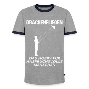 Drachenfliegen Spruch Drachensteigen Geschenk - Männer Kontrast-T-Shirt - Grau/Navy  - Vorne - AI Model Female 172 light (172cm) & AI Model Male 178 light (178cm)
