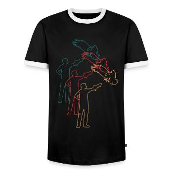 Fauconnier avec cadeau rétro de fauconnerie d’oiseau de proie - T-shirt contrasté Homme - noir/blanc - Devant - AI Model Female 172 light (172cm) & AI Model Male 178 light (178cm)
