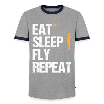 Kite Flying Saying Hang Gliding Gift - Men's Ringer Shirt - grey/navy  - Front - AI Model Female 172 light (172cm) & AI Model Male 178 light (178cm)