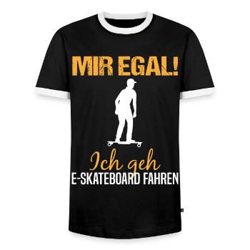 E-Skateboard Spruch Elektro-Skateboard Geschenk - Männer Kontrast-T-Shirt - Schwarz/Weiß - Vorne - AI Model Female 172 light (172cm) & AI Model Male 178 light (178cm)