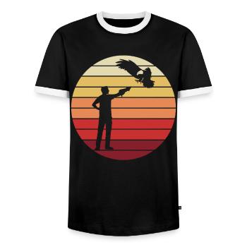 Fauconnier avec cadeau rétro de fauconnerie d’oiseau de proie - T-shirt contrasté Homme - noir/blanc - Devant - AI Model Female 172 light (172cm) & AI Model Male 178 light (178cm)