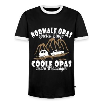 Wohnwagen Camping Rentner Opa - Männer Kontrast-T-Shirt - Schwarz/Weiß - Vorne - AI Model Female 172 light (172cm) & AI Model Male 178 light (178cm)